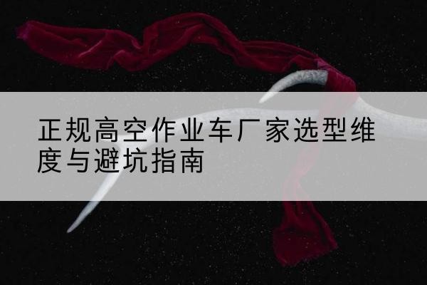 醴陵高空作业车厂家-正规选型维度与避坑指南